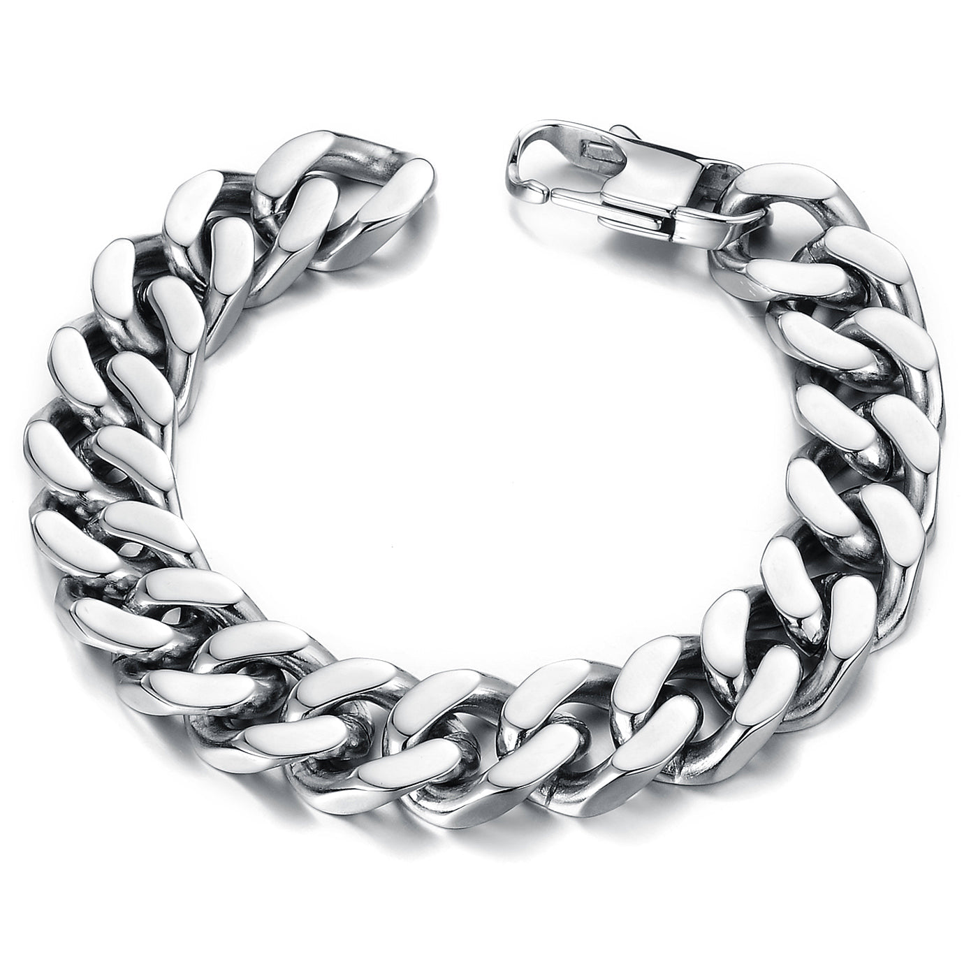 Ceratien Men's Classic Titanium Steel Thick and Wide Flat Snake Bone Chain Business Bracelet