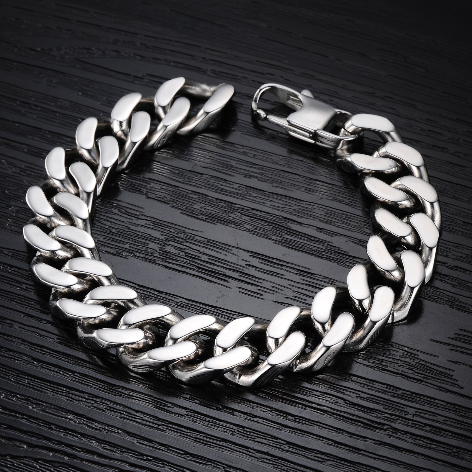 Ceratien Men's Classic Titanium Steel Thick and Wide Flat Snake Bone Chain Business Bracelet