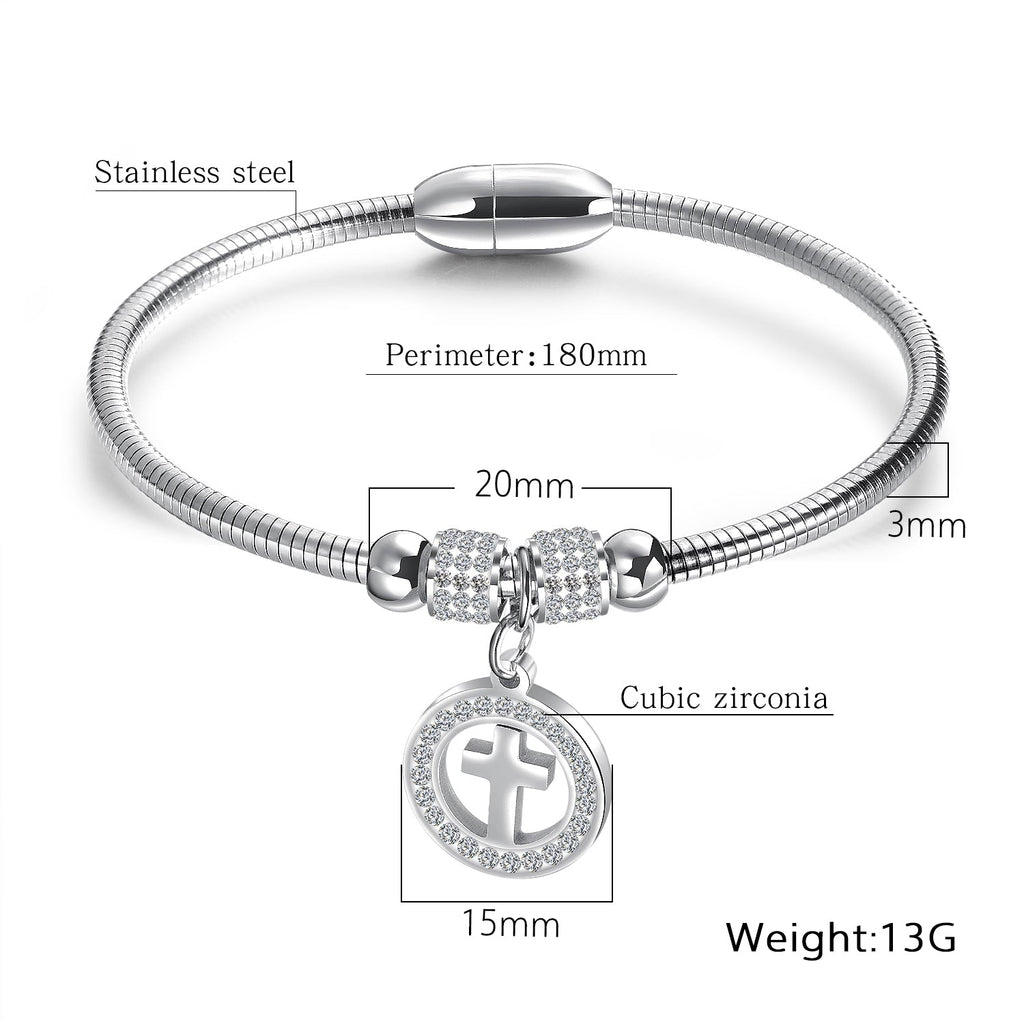 Ceratien Classic Cross Stainless Steel Women's Bracelet