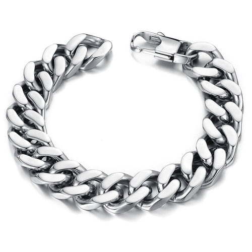Ceratien Men's Classic Titanium Steel Thick and Wide Flat Snake Bone Chain Business Bracelet