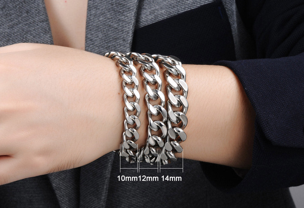 Ceratien Men's Classic Titanium Steel Thick and Wide Flat Snake Bone Chain Business Bracelet