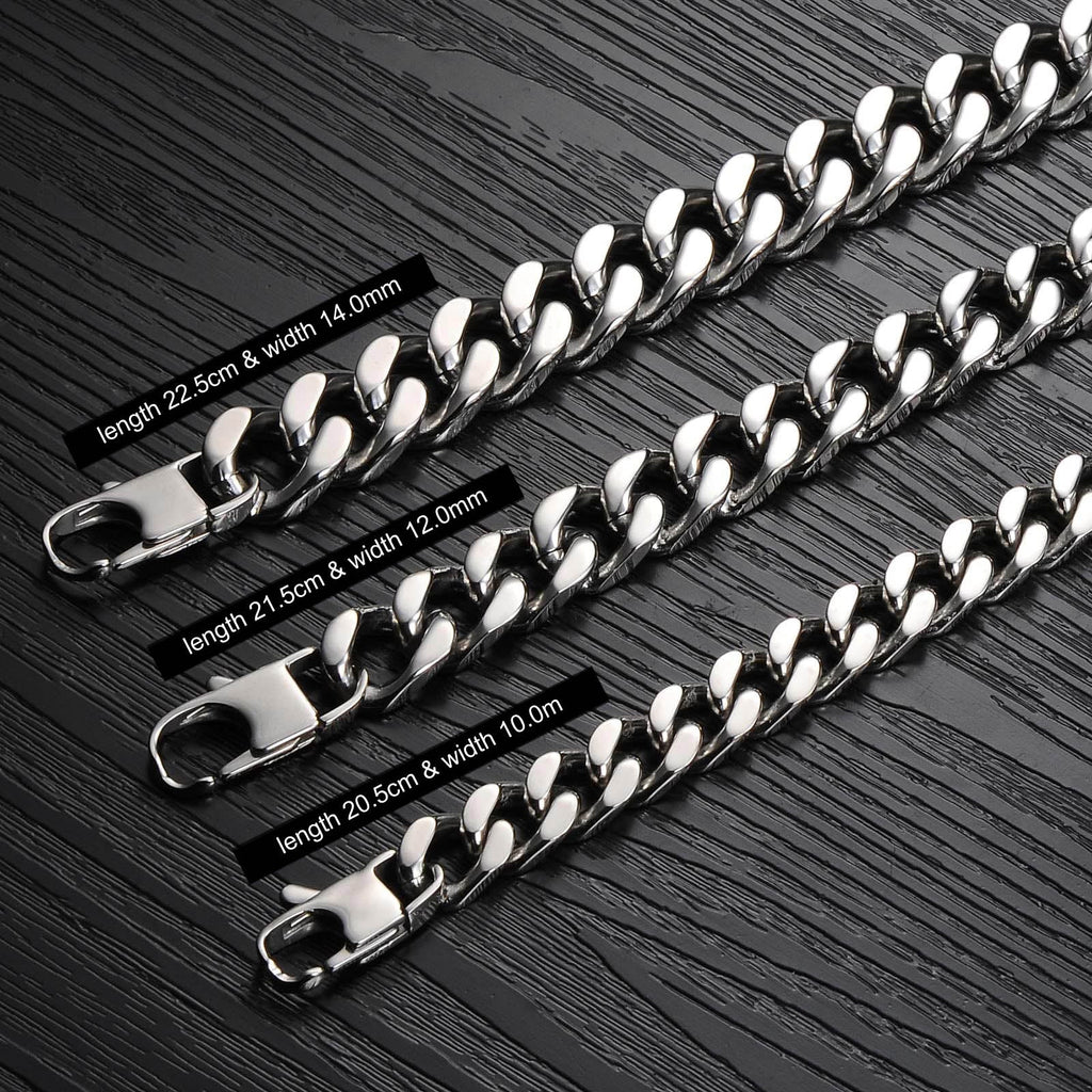 Ceratien Men's Classic Titanium Steel Thick and Wide Flat Snake Bone Chain Business Bracelet